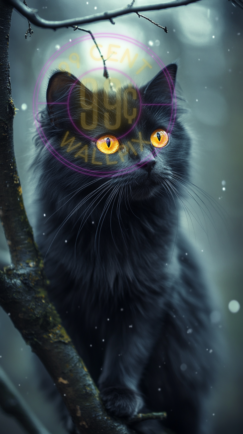 A picture of a black cat for a phone wallpaper.