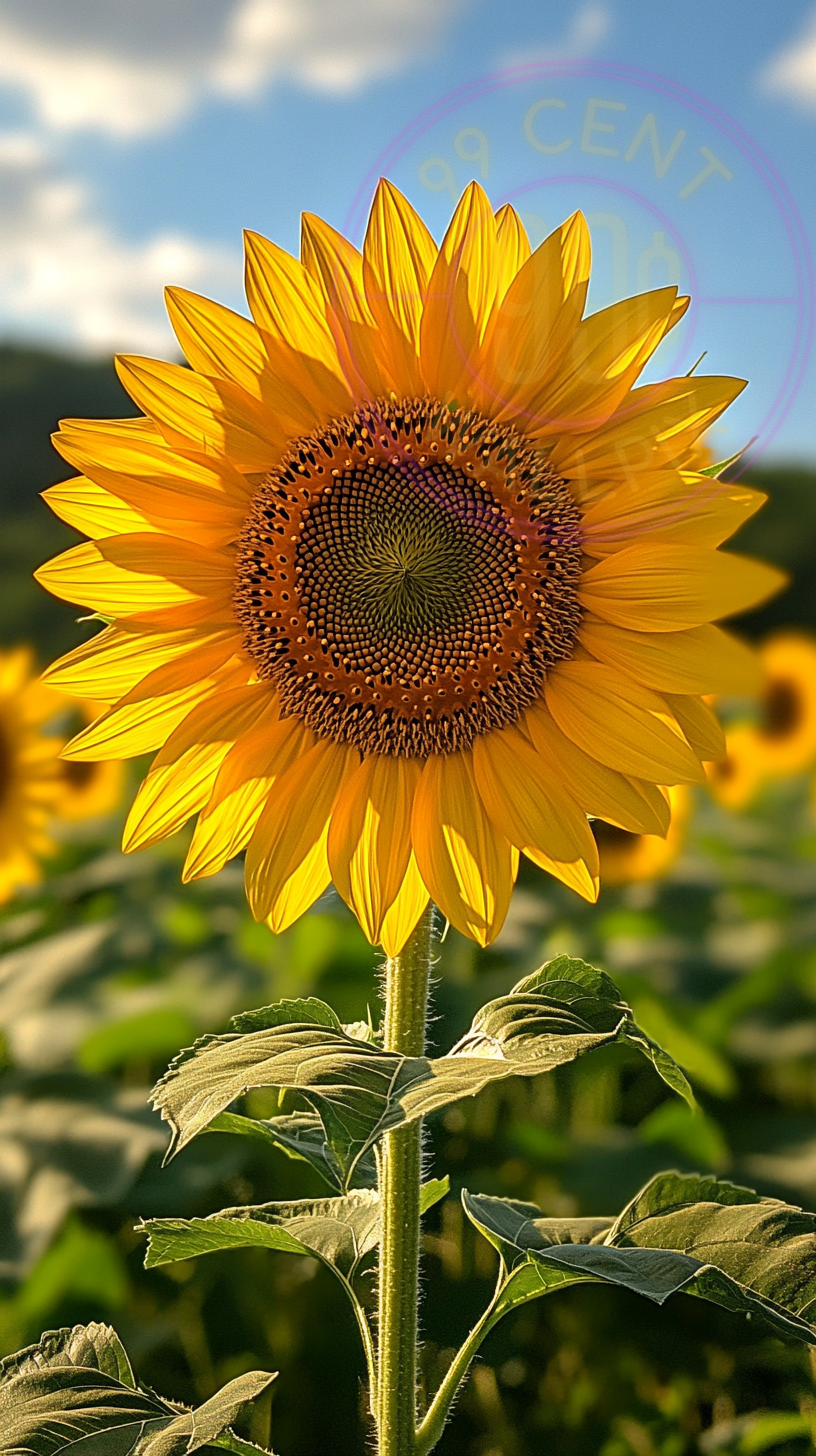 A picture of a vibrant sunflower for a phone wallpaper.