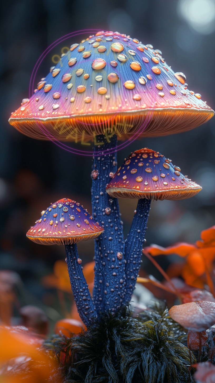 A picture of exotic mushrooms for a phone wallpaper.