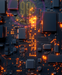 A picture of a lighted circuit board for a phone wallpaper.