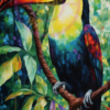 A painting of a toucan for a phone wallpaper.