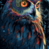 A digital illustration of a mystical owl for a phone wallpaper.
