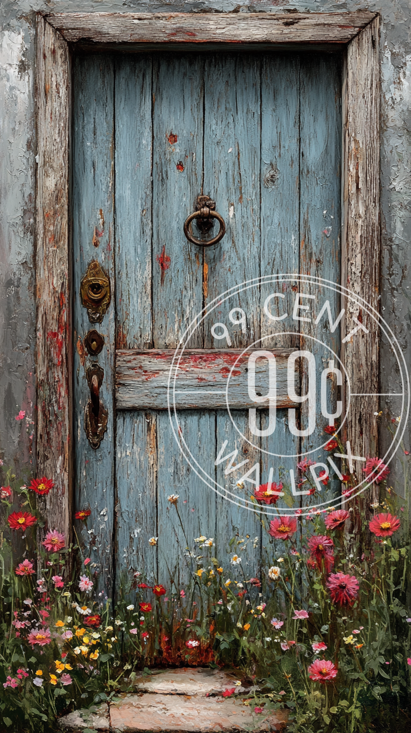 An image of a weathered door for a phone wallpaper