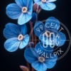 An image of forget me nots against a black background for a phone wallpaper.