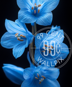 An image of bluebells against a black background for a phone wallpaper.