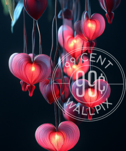 An image of bleeding hearts against a black background for a phone wallpaper.