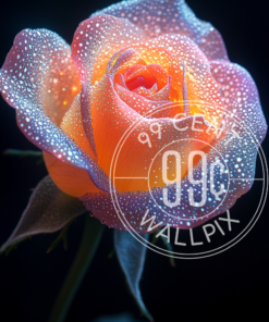 An image of a luminous rose against a black background for a phone wallpaper.