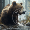 An image of a grizzly bear looking for fish in a stream for a phone wallpaper.